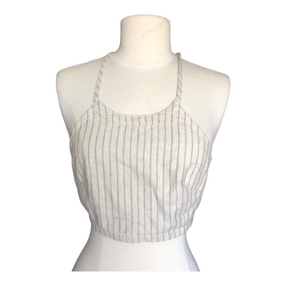 Rag & Bone NWT Zoe Natural Striped Pintuck Sleeveless Halter Top Blouse XS - Picture 3 of 13